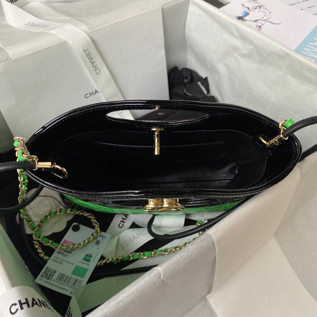 CHANEL 31 MINI SHOPPING BAG AS4133 green & Black