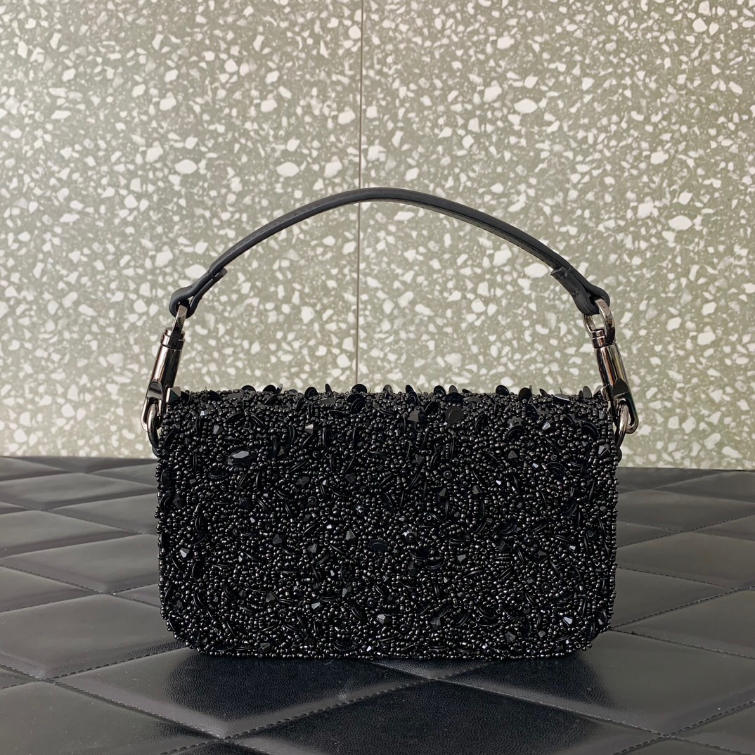 VALENTINO V-logo MINI LOCO sequin and leather bag WA0K53-9