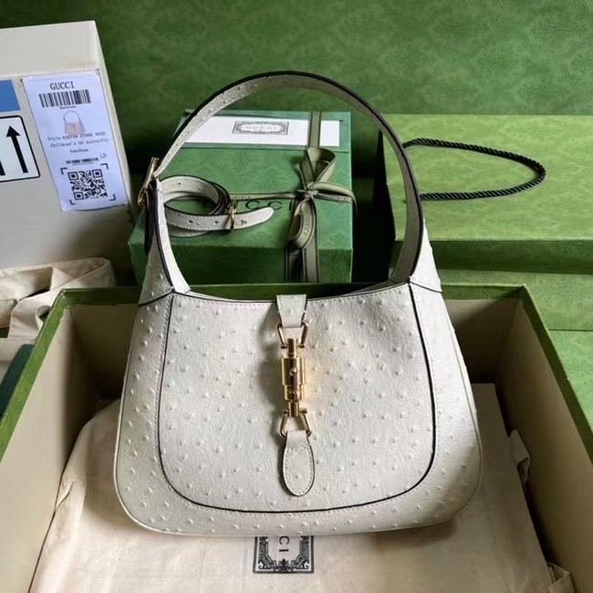 GUCCI JACKIE 1961 SMALL SHOULDER BAG Ostrich pattern 636709 white