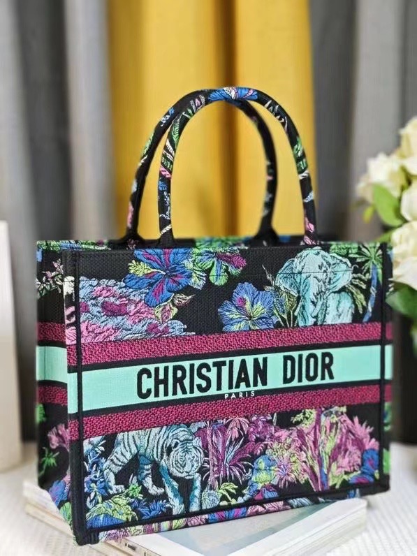 MEDIUM DIOR BOOK TOTE Blue Multicolor Toile de Jouy Voyage Embroidery M1296ZEU