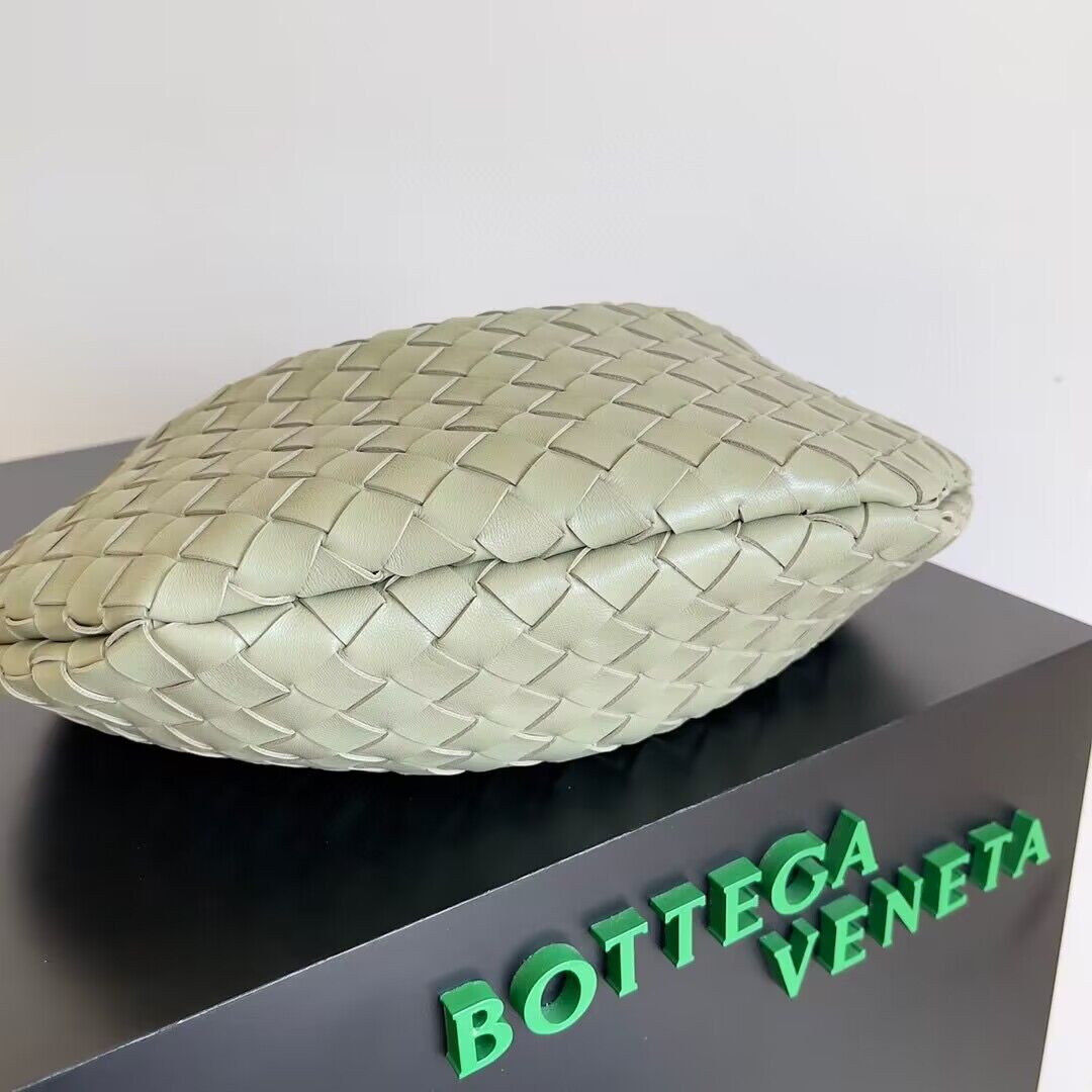 Bottega Veneta Sardine Intrecciato Gold Hardware Handle Bag 716082 Gray Green