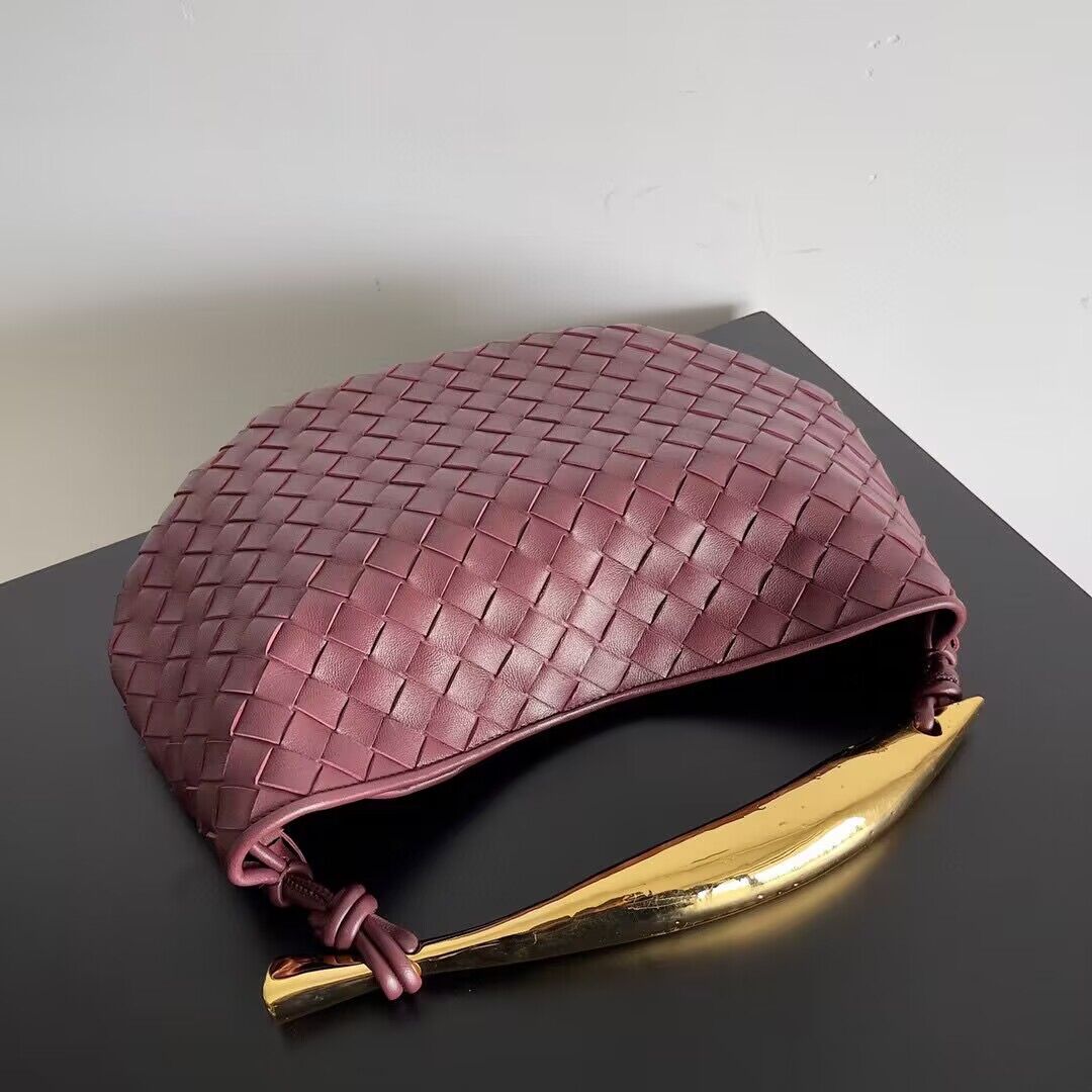 Bottega Veneta Sardine Intrecciato Gold Hardware Handle Bag 716082 Wine