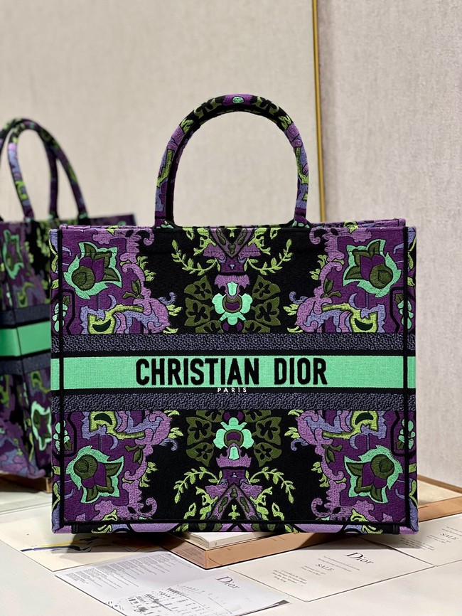 LARGE DIOR BOOK TOTE Multicolor Dior Indian Purple Embroidery M1286ZESK