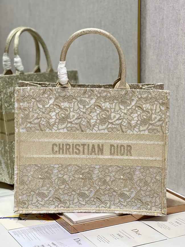 LARGE DIOR OR DIOR BOOK TOTE D-Lace Embroidery M1286ZTD-3