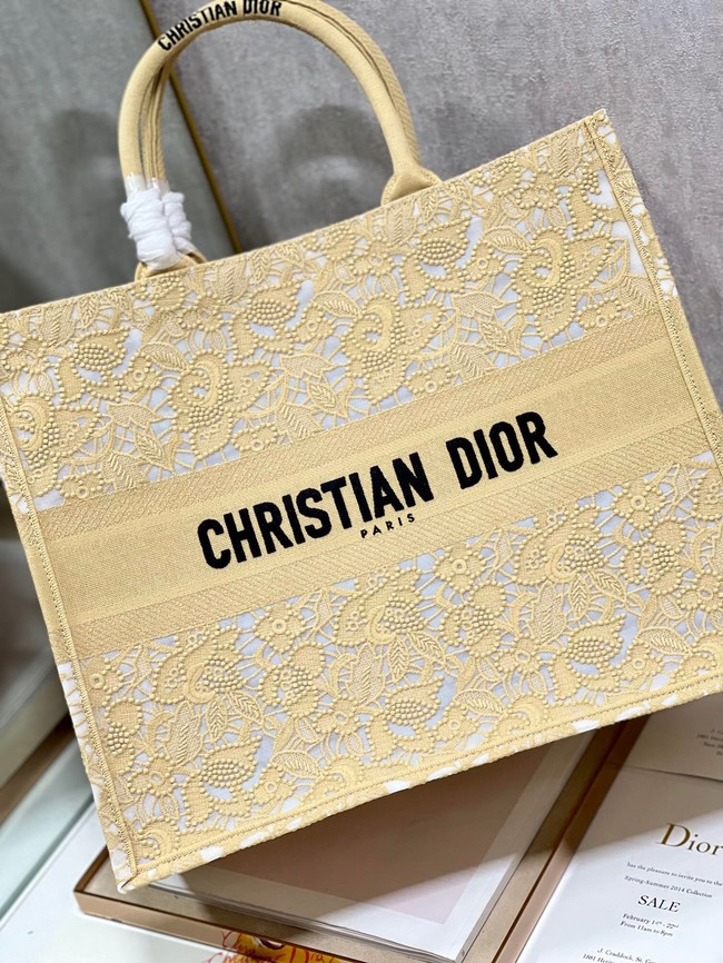 LARGE DIOR OR DIOR BOOK TOTE D-Lace Embroidery M1286ZTD-4