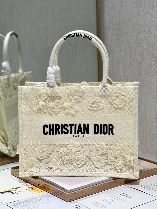 MEDIUM DIOR BOOK TOTE D-Lace Embroidery M1296ZE-2