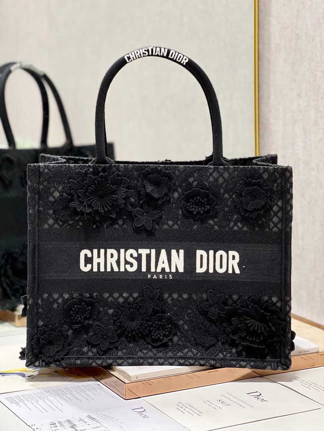 MEDIUM DIOR BOOK TOTE D-Lace Embroidery M1296ZE-3