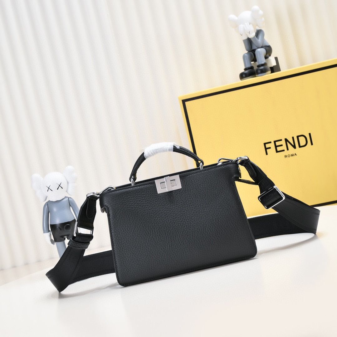 Fendi Peekaboo ISeeU XCross Small Original Leather Bag 2317 Black