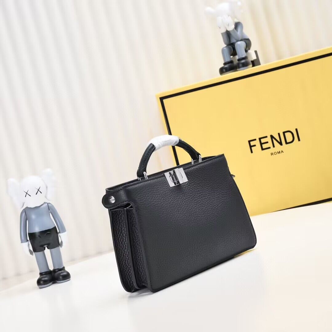 Fendi Peekaboo ISeeU XCross Small Original Leather Bag 2317 Black