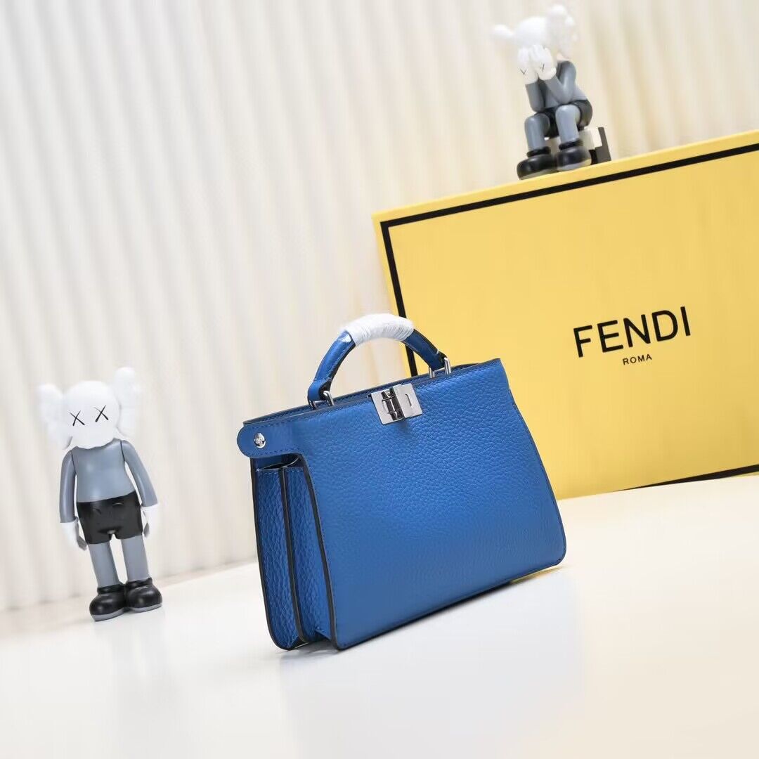 Fendi Peekaboo ISeeU XCross Small Original Leather Bag 2317 Blue
