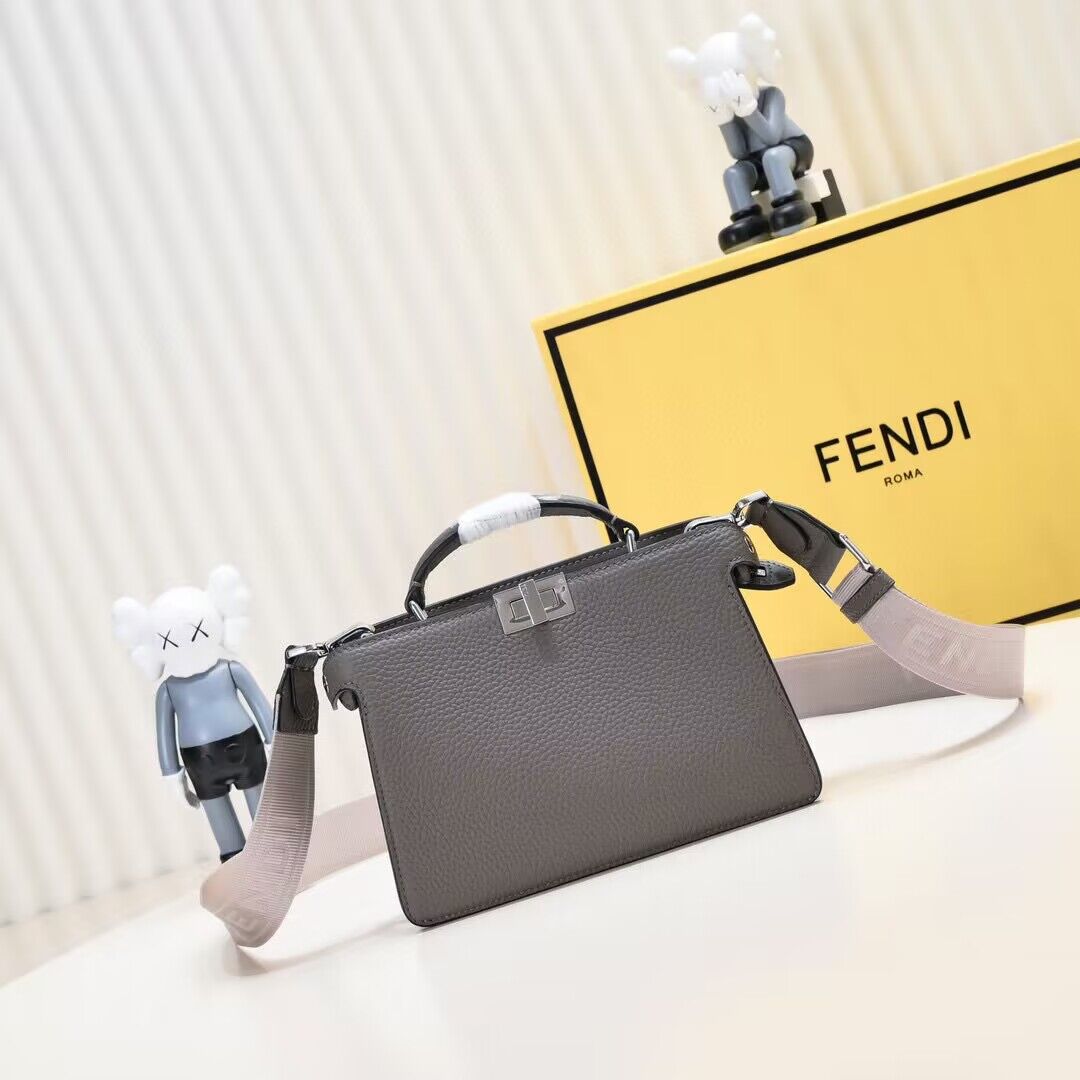 Fendi Peekaboo ISeeU XCross Small Original Leather Bag 2317 Dark Gray