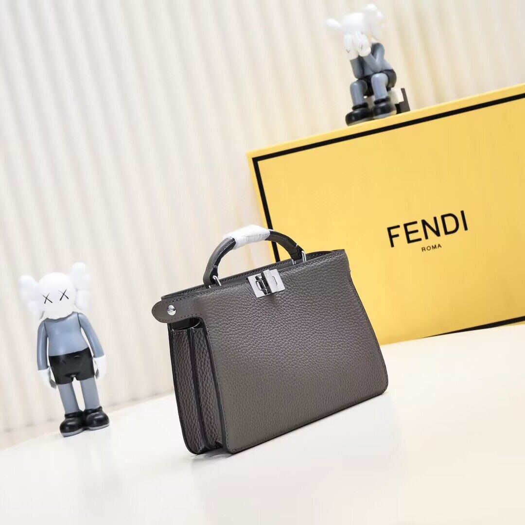 Fendi Peekaboo ISeeU XCross Small Original Leather Bag 2317 Dark Gray