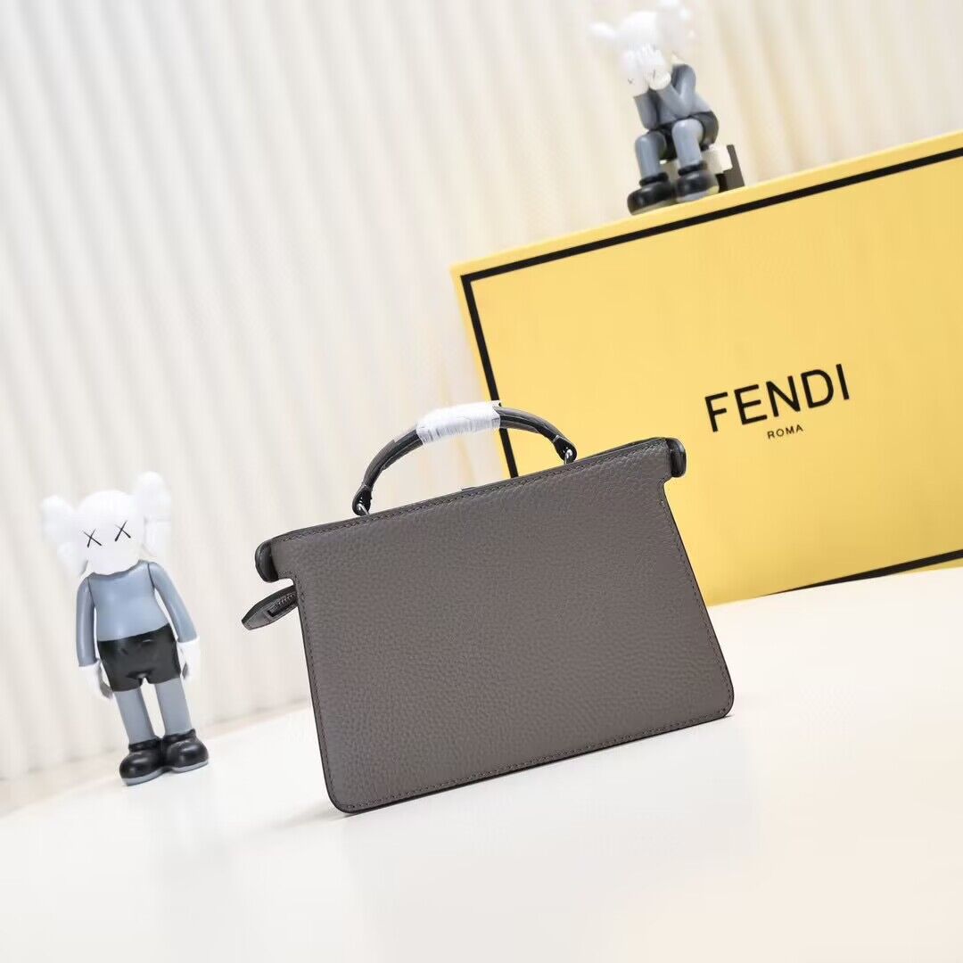 Fendi Peekaboo ISeeU XCross Small Original Leather Bag 2317 Dark Gray