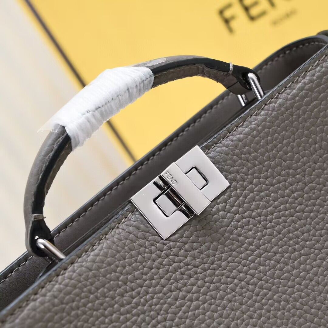 Fendi Peekaboo ISeeU XCross Small Original Leather Bag 2317 Dark Gray