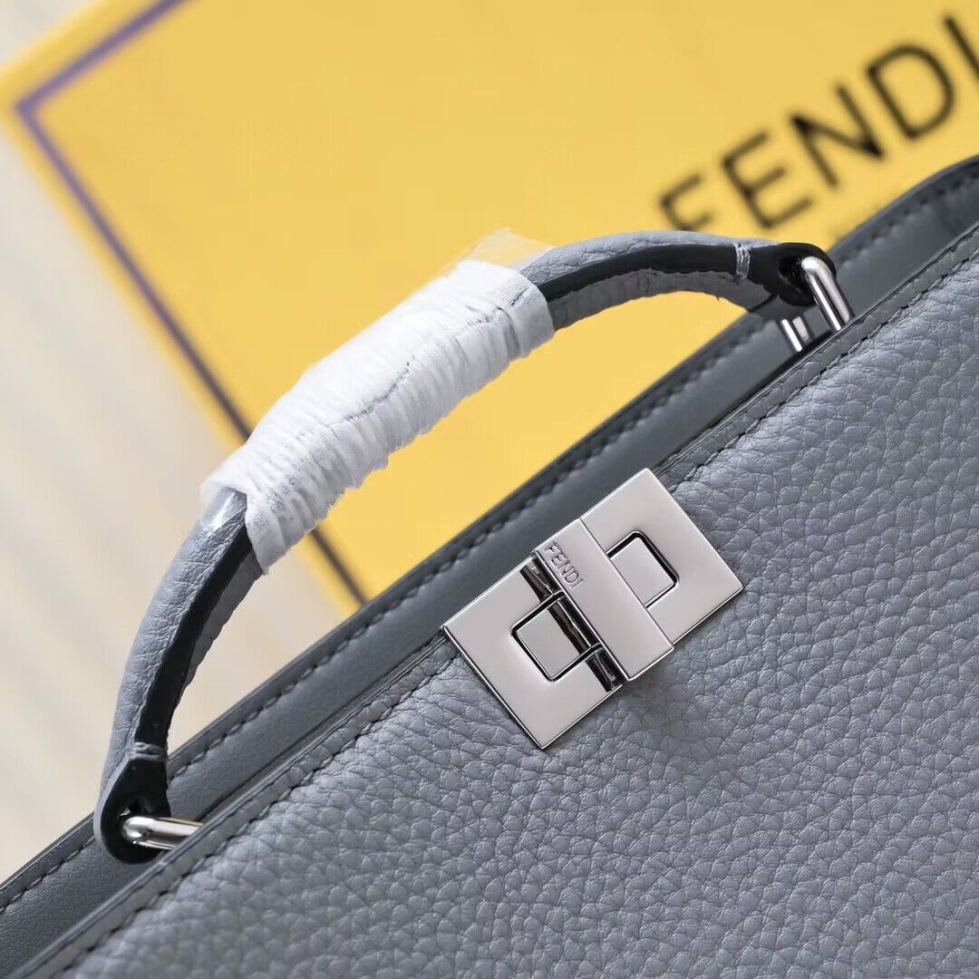 Fendi Peekaboo ISeeU XCross Small Original Leather Bag 2317 Light Gray