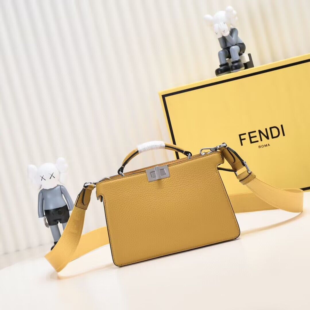 Fendi Peekaboo ISeeU XCross Small Original Leather Bag 2317 Yellow