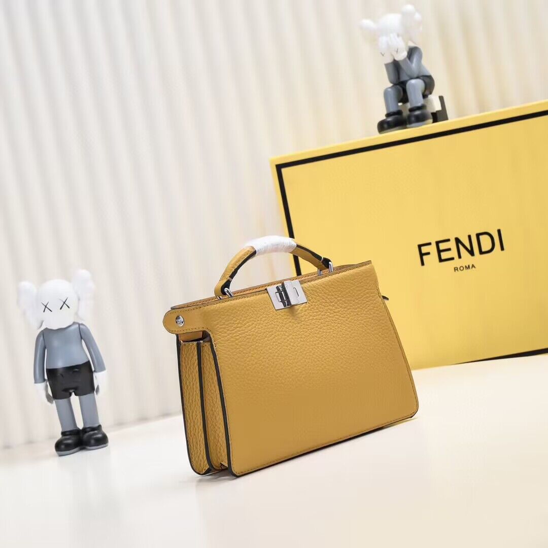 Fendi Peekaboo ISeeU XCross Small Original Leather Bag 2317 Yellow