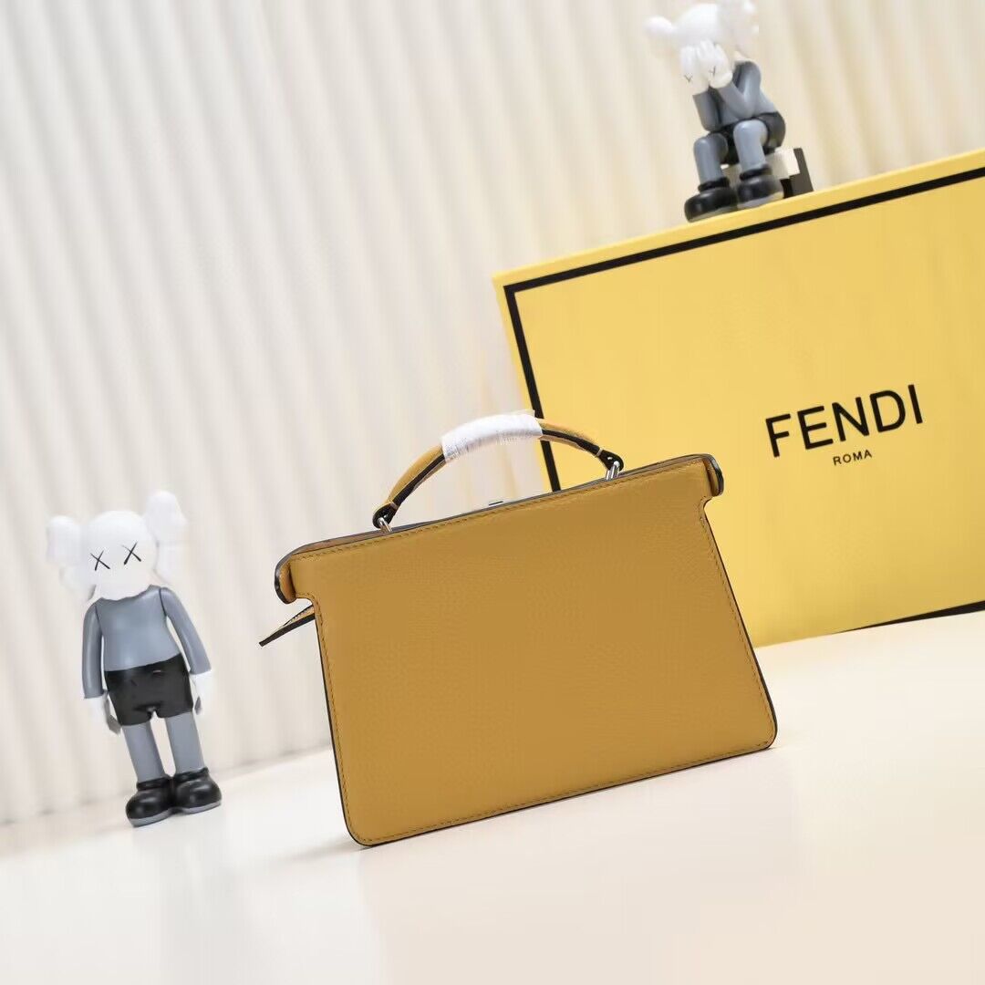 Fendi Peekaboo ISeeU XCross Small Original Leather Bag 2317 Yellow