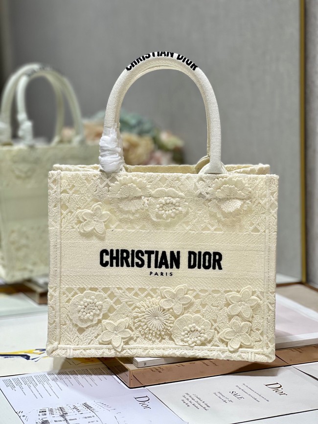 SMALL DIOR DIOR BOOK TOTE D-Lace Embroidery M1296ZRG-1