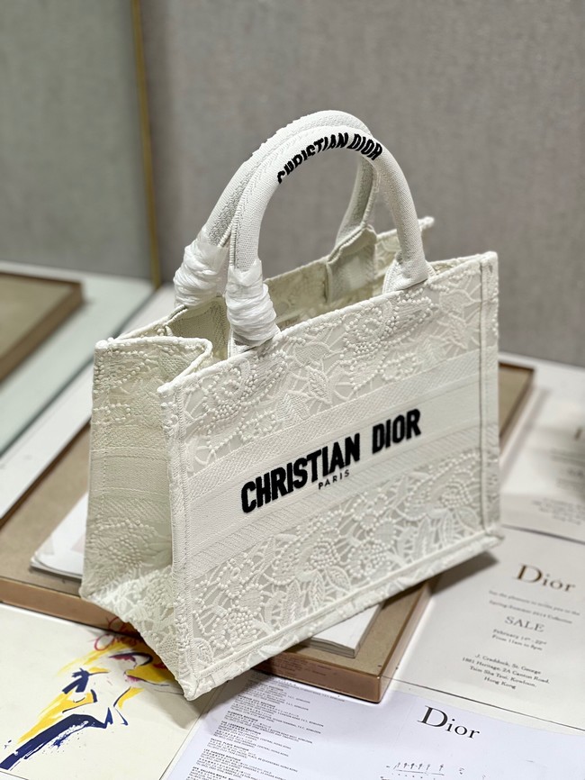 SMALL DIOR DIOR BOOK TOTE D-Lace Embroidery M1296ZRG-2