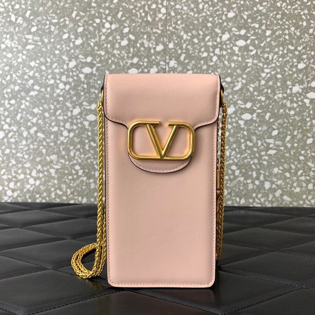 VALENTINO LOCO calf leather chain phone case WP0Z11 pink