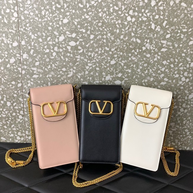 VALENTINO LOCO calf leather chain phone case WP0Z11 white