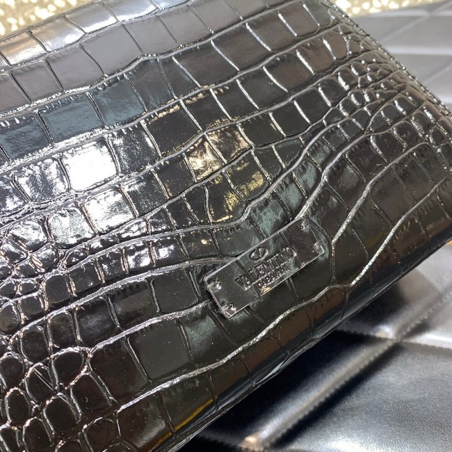 VALENTINO VSLING small Crocodile pattern Shoulder bag WB0F53 black