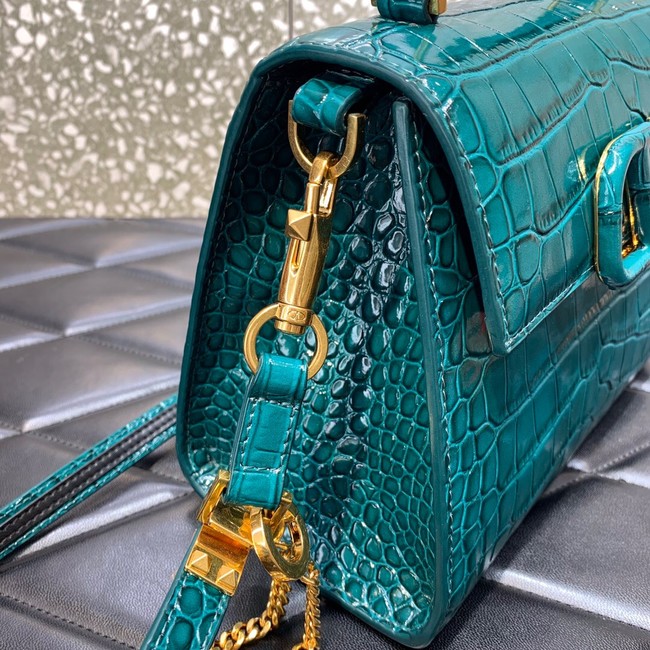 VALENTINO VSLING small Crocodile pattern Shoulder bag WB0F53 blue