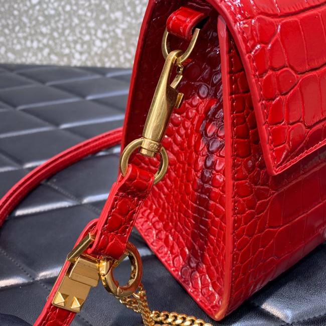 VALENTINO VSLING small Crocodile pattern Shoulder bag WB0F53 red