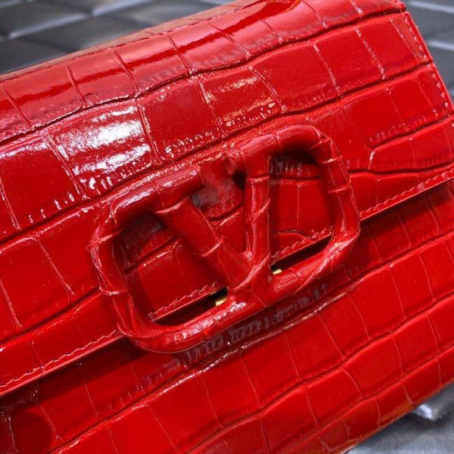 VALENTINO VSLING small Crocodile pattern Shoulder bag WB0F53 red