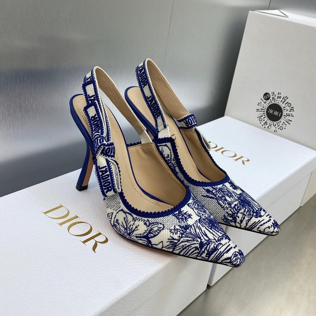 JADIOR SLINGBACK PUMP Embroidered Cotton 93530-2