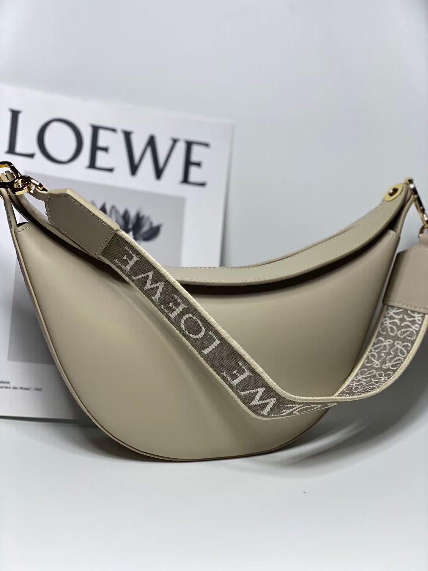 Loewe Original Leather Shoulder Handbag 3073 Gray
