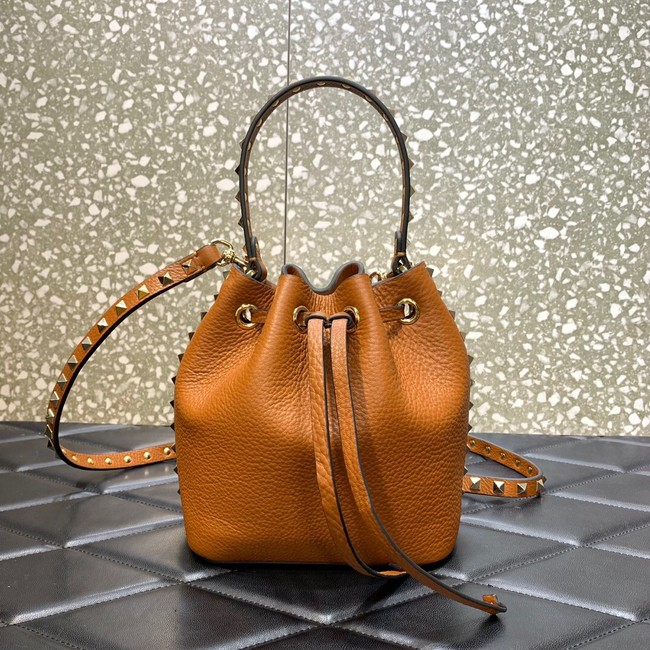 VALENTINO VLOGO SIGNATURE Lambskin nano Bucket Bag 0319 brown