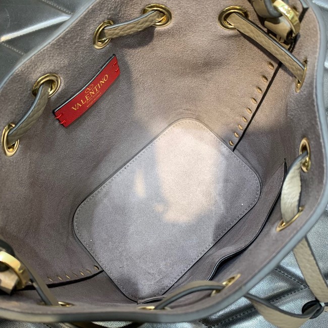 VALENTINO VLOGO SIGNATURE Lambskin nano Bucket Bag 0319 gray