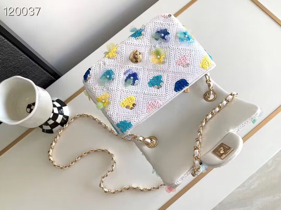 Chanel 23P Mini Shoulder Flowers Bag  AS11165 White