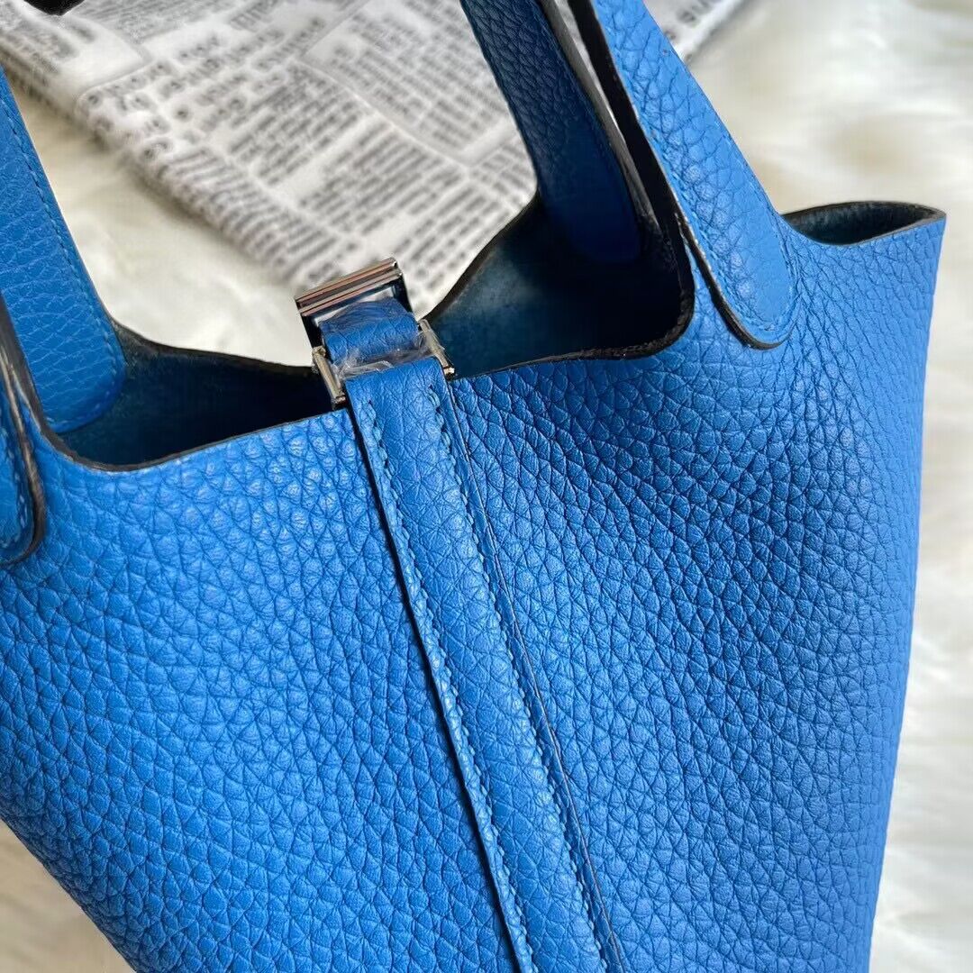 Hermes Mini Picotin 14 Lock Bags Original Togo Leather PL5302 Blue