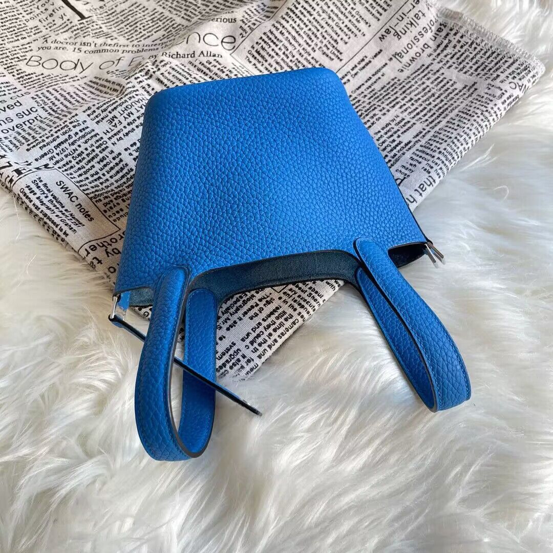 Hermes Mini Picotin 14 Lock Bags Original Togo Leather PL5302 Blue