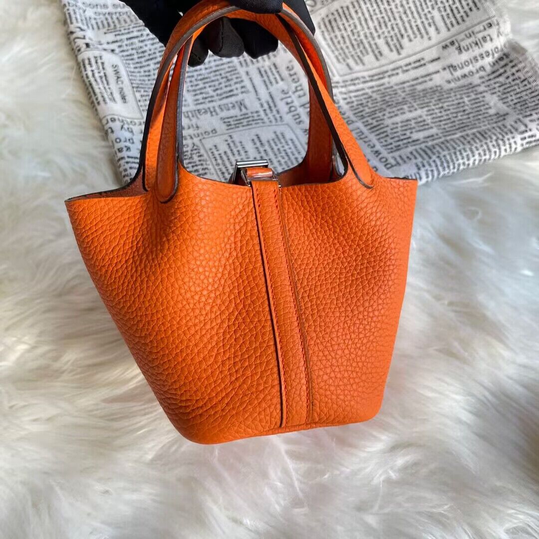 Hermes Mini Picotin 14 Lock Bags Original Togo Leather PL5302 Orange