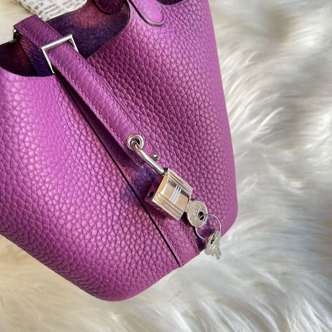 Hermes Mini Picotin 14 Lock Bags Original Togo Leather PL5302 Purple