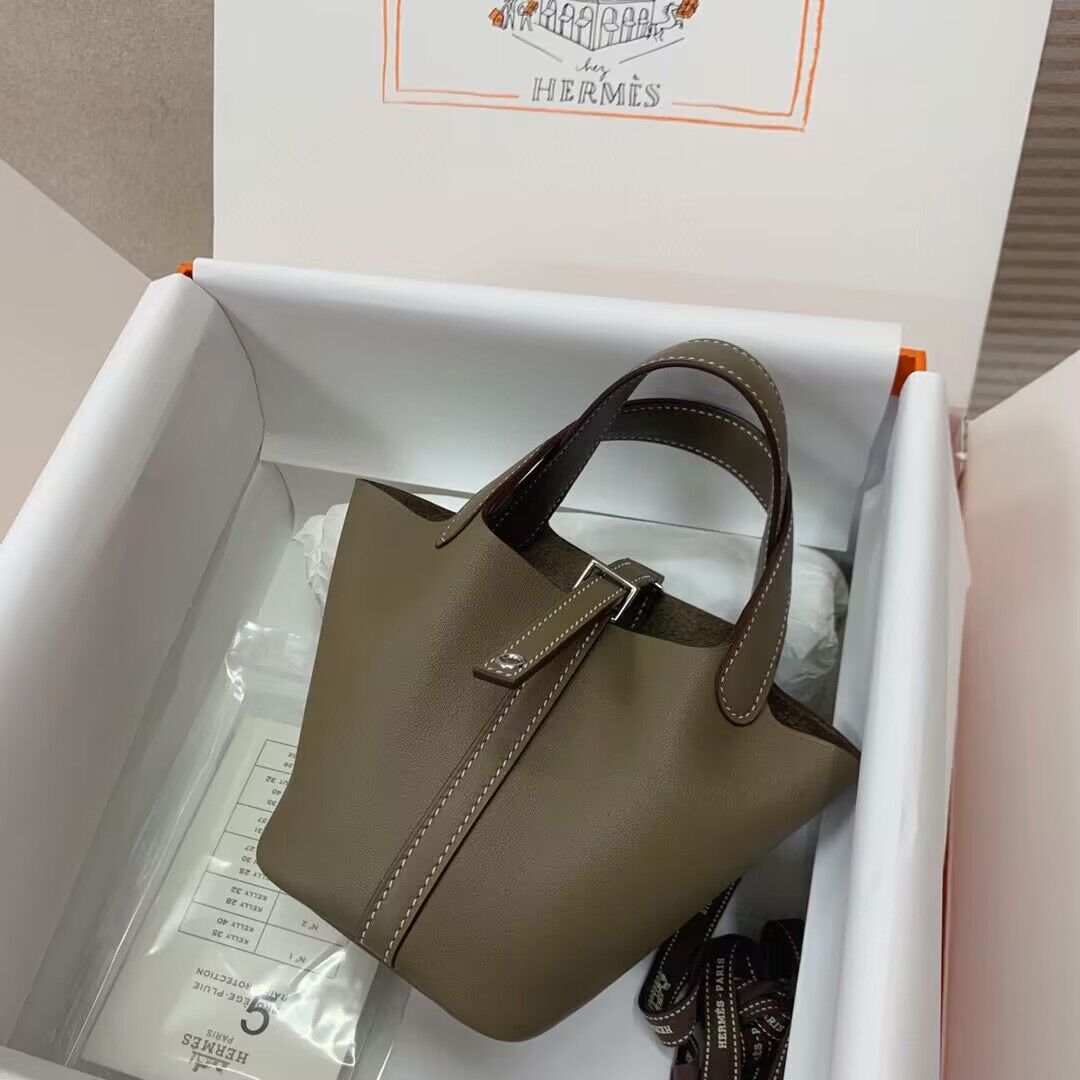 Hermes Mini Picotin Lock Bags Original Swift Leather PL5302 Gray