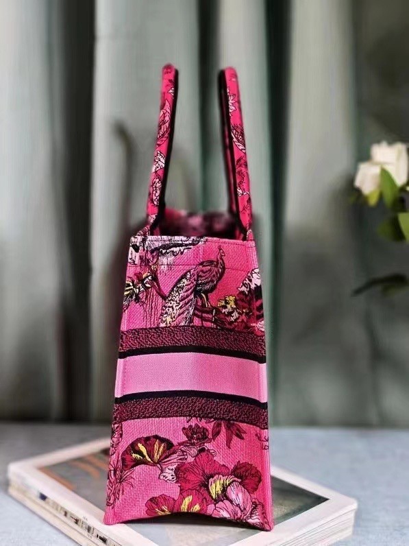 MEDIUM DIOR BOOK TOTE Fuchsia Multicolor Toile de Jouy Voyage Embroidery M1296ZEUP