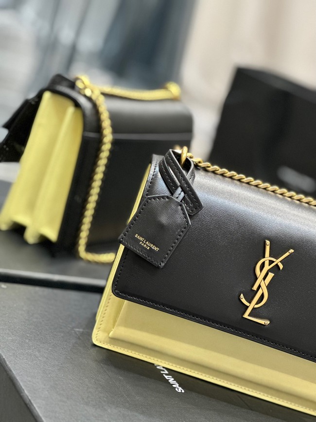 SAINT LAURENT SUNSET MEDIUM IN SMOOTH LEATHER 422906  black&yellow