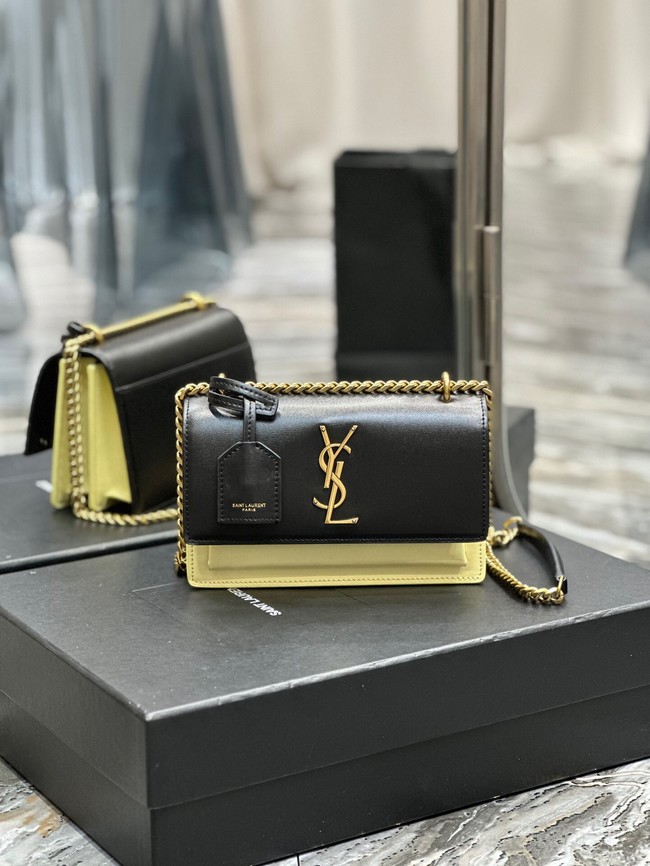 SAINT LAURENT SUNSET SMALL IN SMOOTH LEATHER 441972 black&yellow