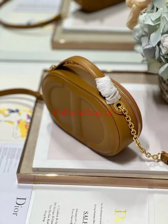 CD SIGNATURE OVAL CAMERA BAG Golden Saddle Calfskin with Embossed CD Signature S2201UMFV