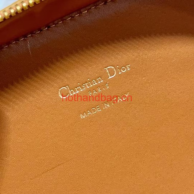 CD SIGNATURE OVAL CAMERA BAG Golden Saddle Calfskin with Embossed CD Signature S2201UMFV