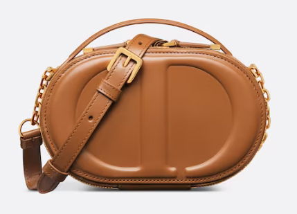 CD SIGNATURE OVAL CAMERA BAG Golden Saddle Calfskin with Embossed CD Signature S2201UMFV