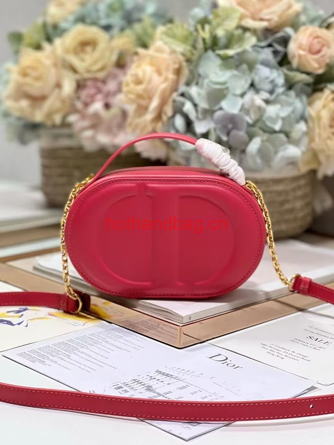 CD SIGNATURE OVAL CAMERA BAG Rani Pink Calfskin with Embossed CD Signature S2201UMFV