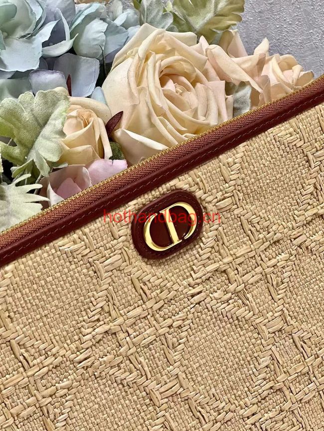 LARGE DIOR CARO DAILY POUCH Natural Cannage Raffia  S5086UWHC