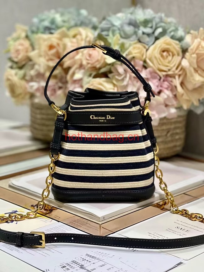 SMALL CEST DIOR BAG Mariniere Raffia M2272UB blue