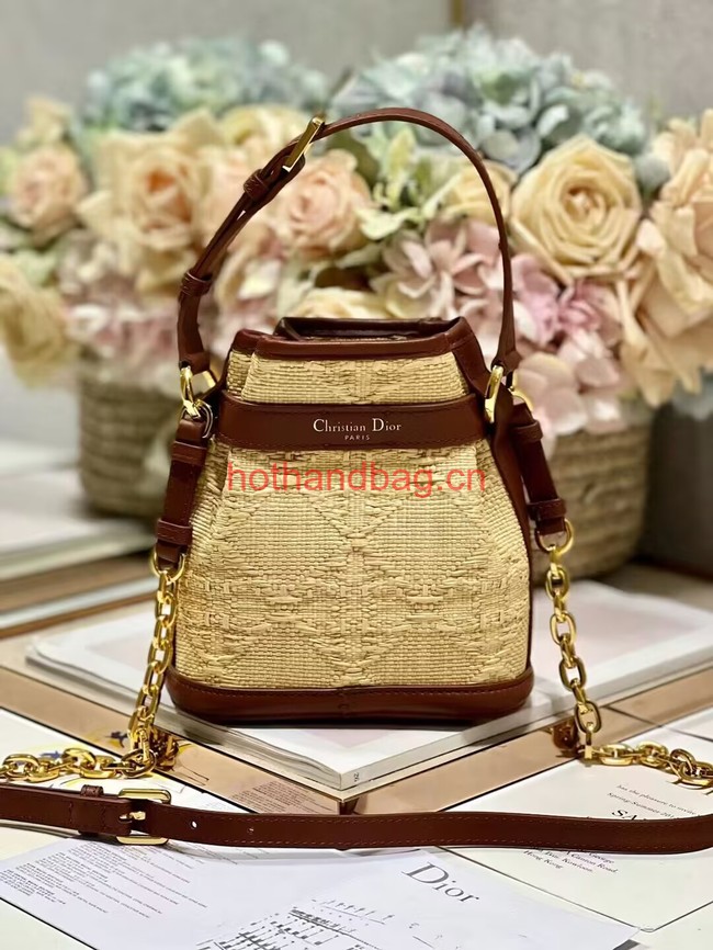 SMALL CEST DIOR BAG Natural Cannage Raffia M2272UB 